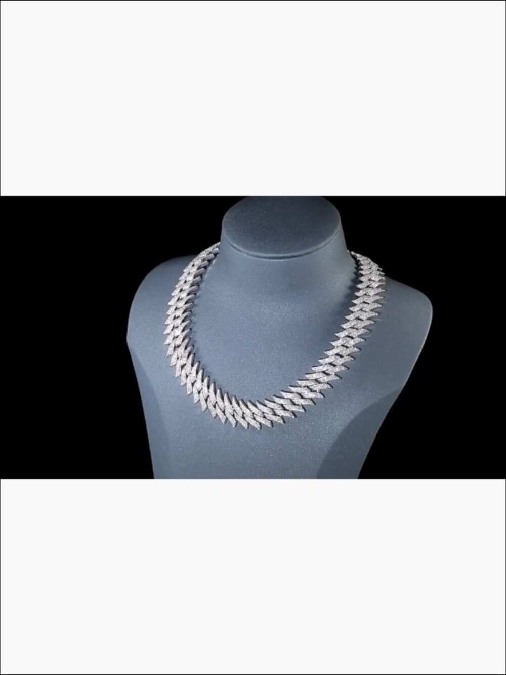 14K Gold Over S925 Thorn Cuban Link Chain Necklace with Italian 5A Zirconia - Picture 7 of 7